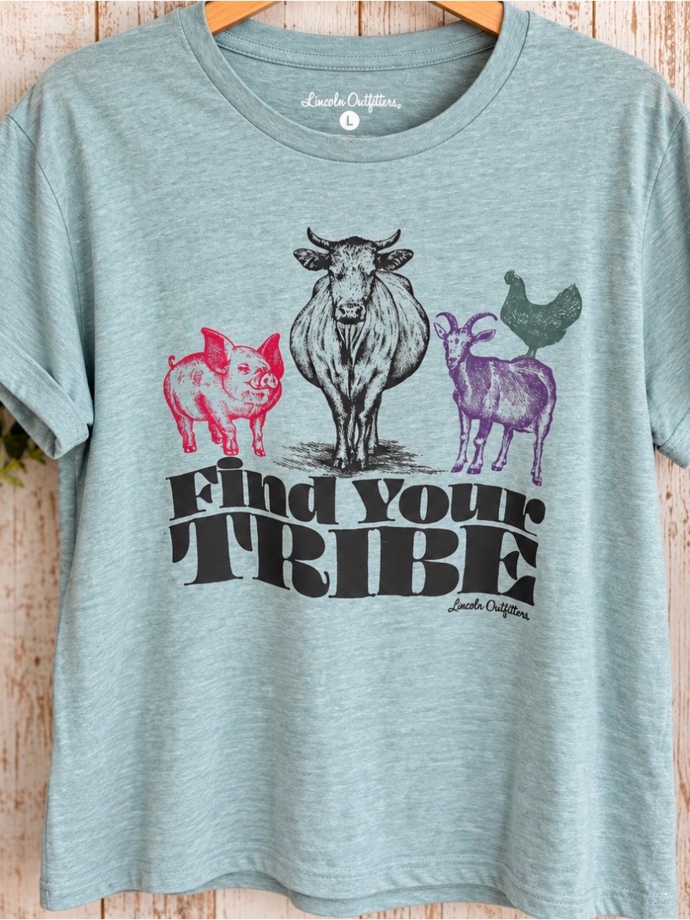 Lincoln Outfitters Women's 'Find Your Tribe' Graphic Tee - Light Teal